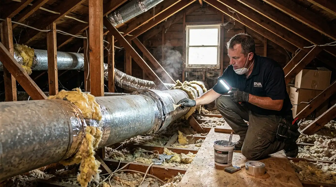 Ductwork Problems in Older Richmond Homes How Leaky Ducts Destroy AC Efficiency If your home has older ductwork, there's a good chance it's leaking cool air into your walls, attic, or crawl space instead of delivering it to your rooms. This is more common than people think. Leaky ducts can waste 20 to 30% of your cooled air before it ever reaches you. That's like paying for three bags of groceries and only bringing two home. You can look for visible damage, disconnected joints, or sections of duct that feel warm to the touch during cooling hours. A professional can do a pressure test to find leaks you can't see. Sealing ducts with UL 181-rated duct tape or mastic sealant, and insulating exposed sections running through hot attic spaces, can make a noticeable improvement in how well your system cools. 