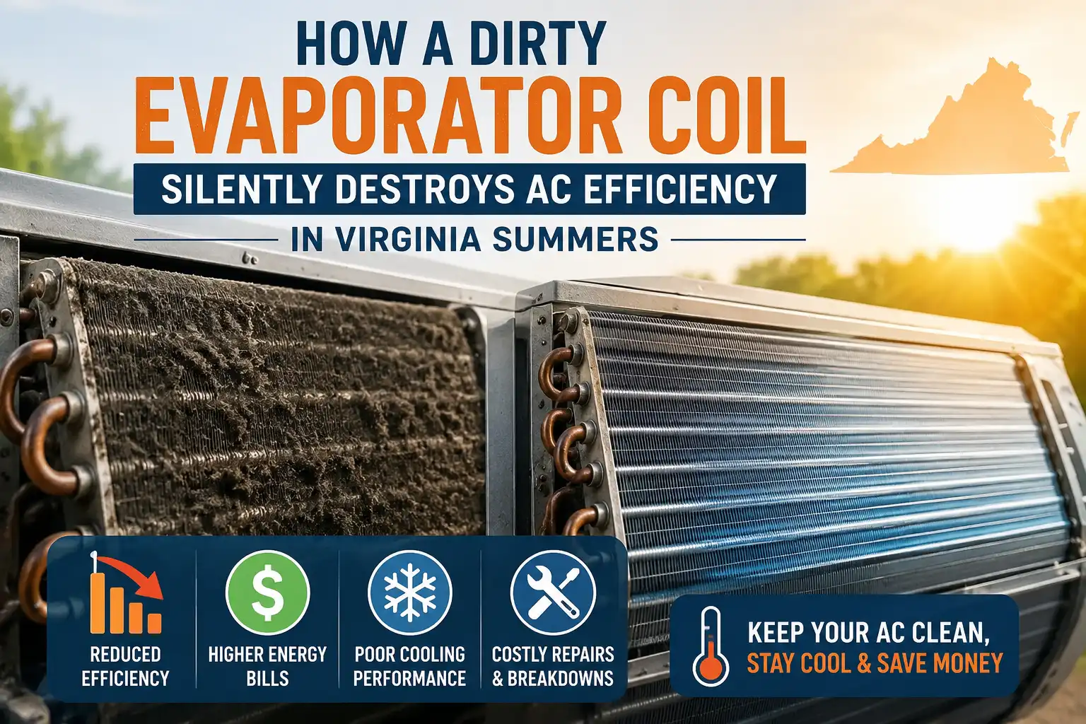 How a Dirty Evaporator Coil Silently Destroys AC Efficiency in Virginia Summers