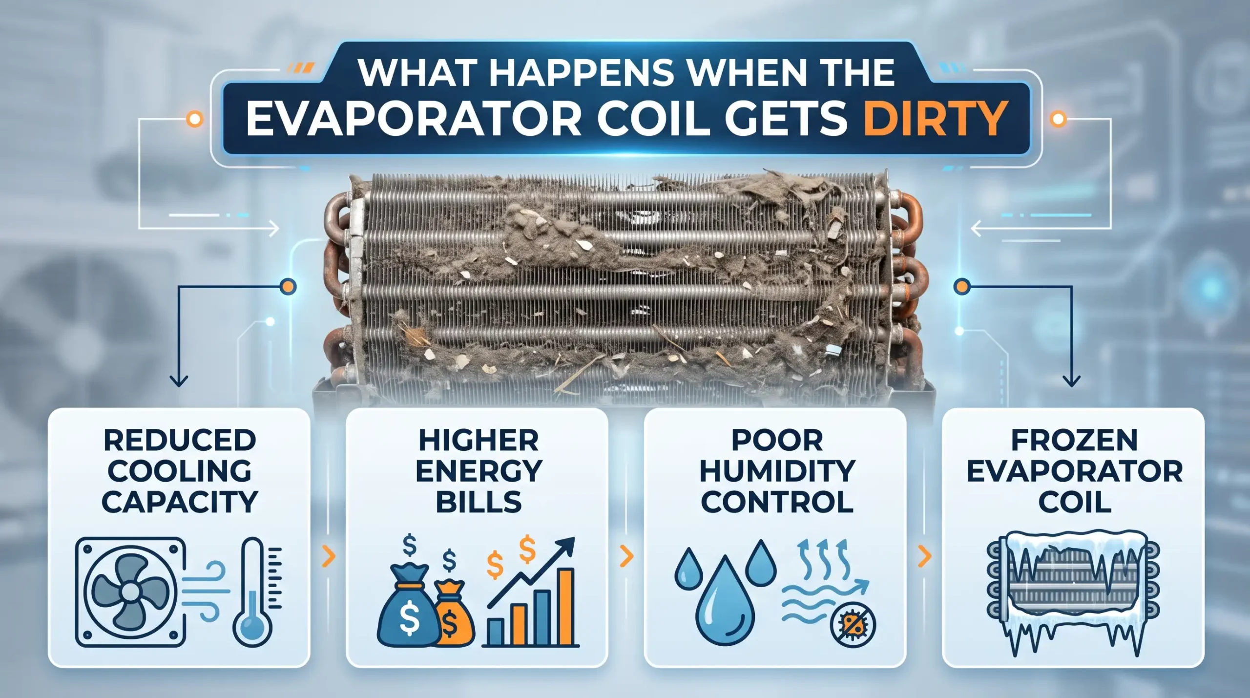How a Dirty Evaporator Coil Silently Destroys AC Efficiency in Virginia Summers 1 What Happens When the Evaporator Coil Gets Dirty