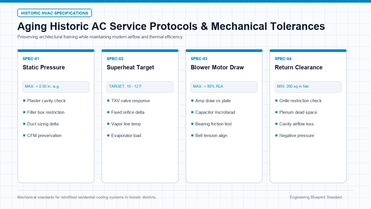 Servicing Aging AC Systems in Richmond's Historic Neighborhoods — What Technicians Find 1 Aging historic AC service protocols and mechanical tolerances diagram