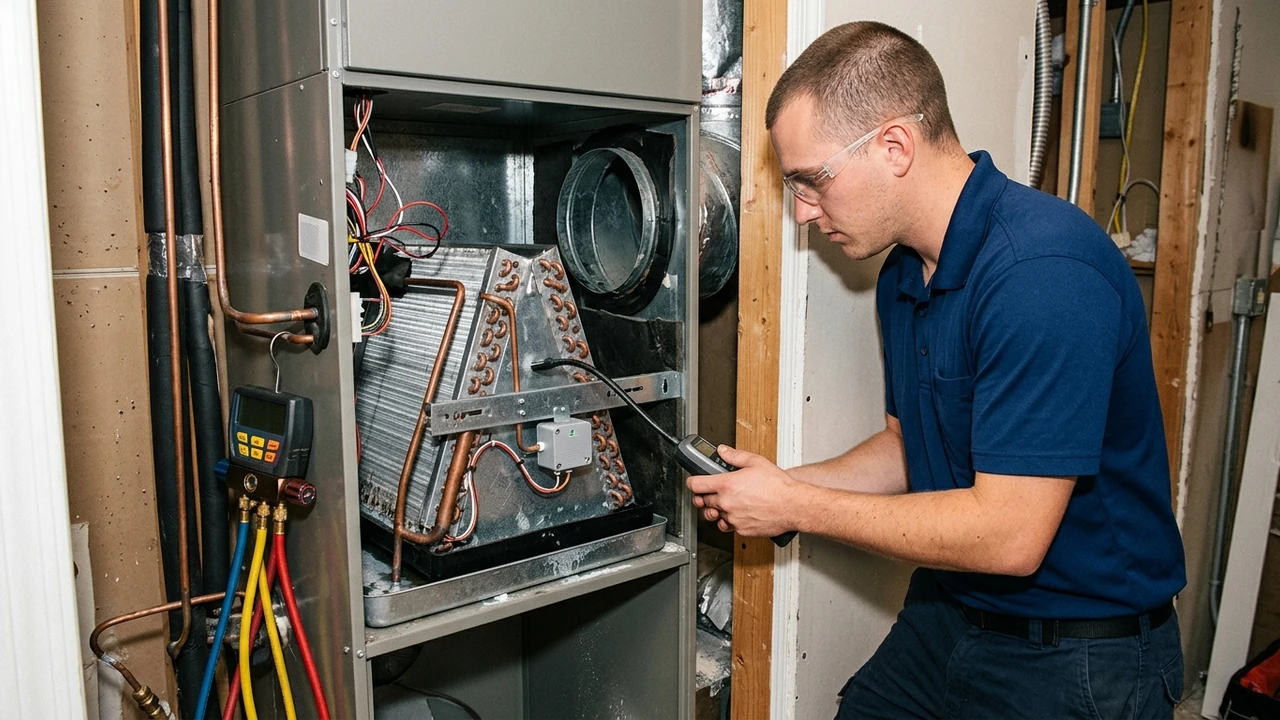 The Low-GWP Refrigerant Transition: What Richmond Property Owners Must Know About R-454B and A2L Safety Sensors 2 The Low-GWP Refrigerant Transition: What Richmond Property Owners Must Know About R-454B and A2L Safety Sensors - Field Inspection Photo